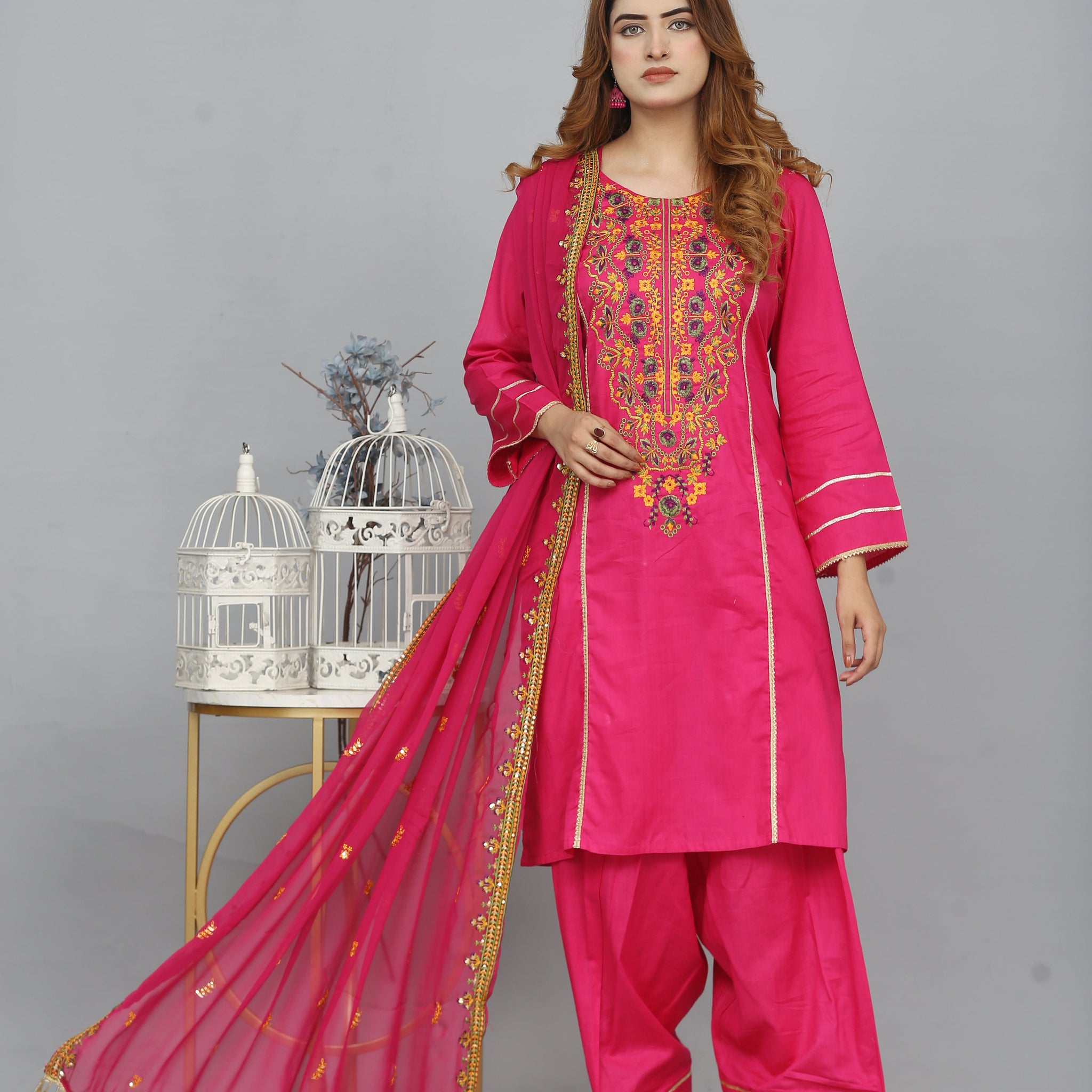 Rosé Radiance Embroidered Suit