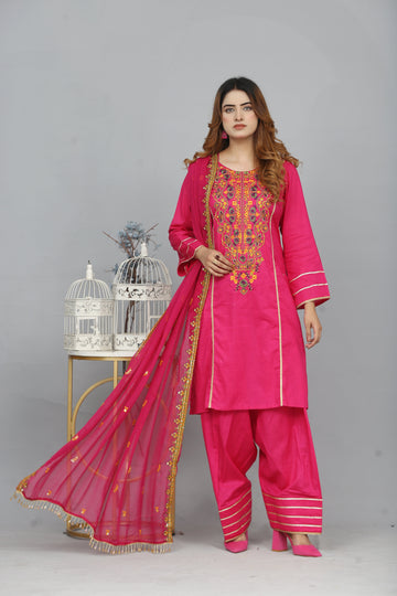 Rosé Radiance Embroidered Suit