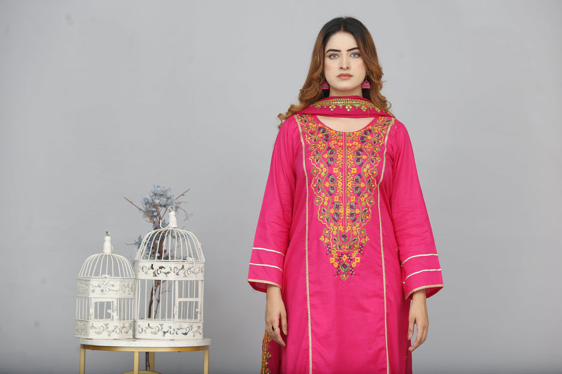 Rosé Radiance Embroidered Suit