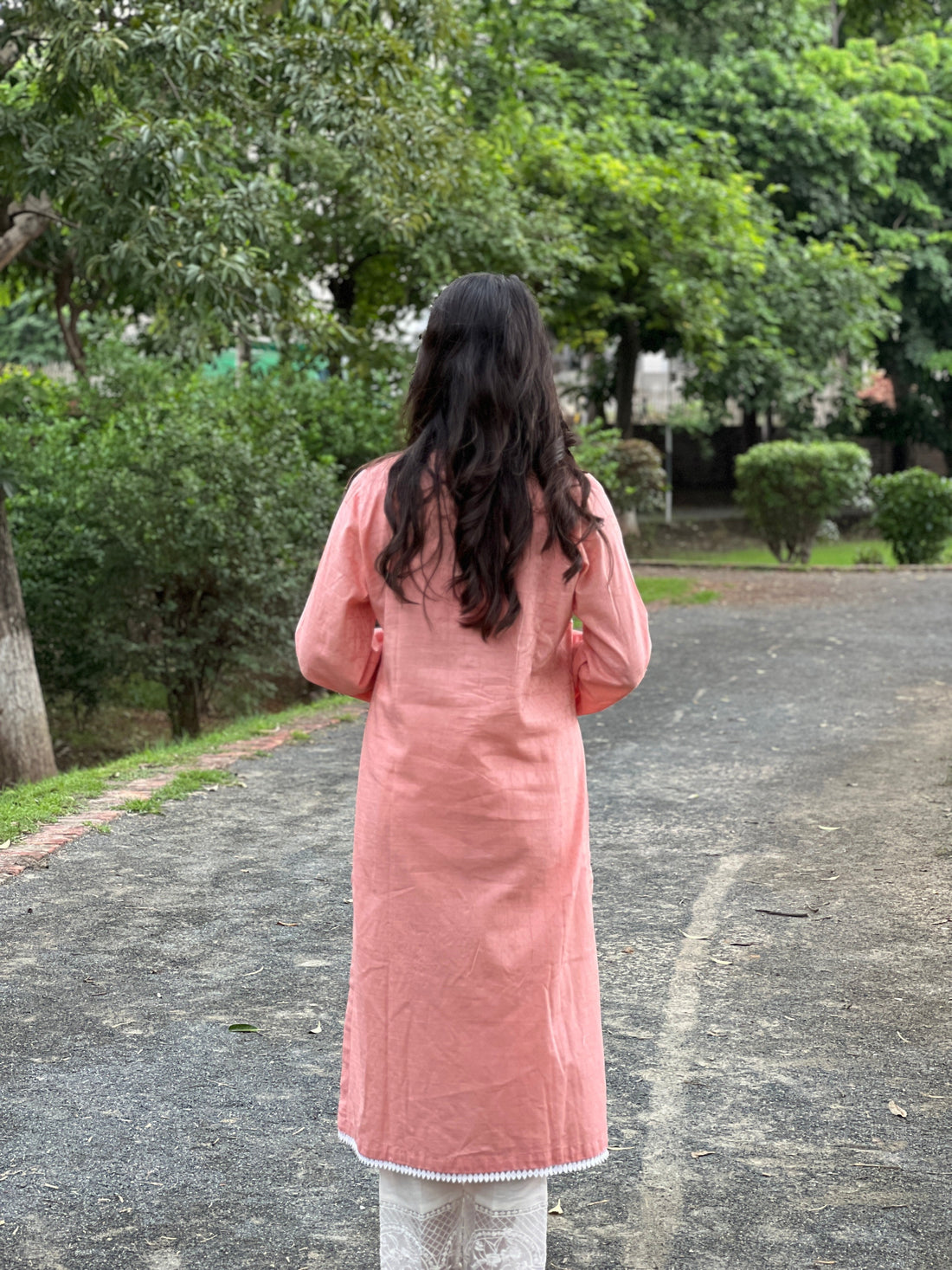 Peach floral kurta